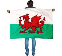 SHATCHI Large Wales Flag With Wearable Sleeve Welsh Football World Cup Fan Supporter, Red