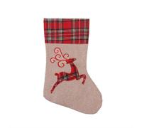 Shatchi Large Xmas Stocking Printed Pattern Burlap Hessian Linen Sack Sock Hanging Bags Home Decorations-Reindeer 1 in Brown Shatchi Brown