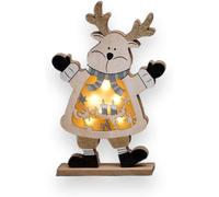 Shatchi LED Wooden Christmas Reindeer Xmas Home Indoor Table Decorations Ornaments Centrepiece, 27cm, Wood Shatchi Multicolor