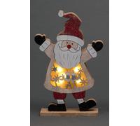 SHATCHI LED Wooden Christmas Santa Snowman Reindeer Xmas Home Indoor Table Decorations Ornaments Centrepiece, 27cm, Wood
