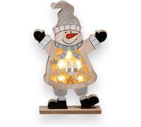 Shatchi Led Wooden Christmas Snowman Xmas Home Indoor Table Decorations Ornaments Centrepiece, 27Cm, Wood