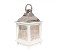 SHATCHI Let It Snow White Christmas Lantern Wooden Warm LED Light Nativity Indoor Decorations