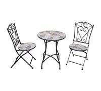 Shatchi Lisbon Mosaic Bistro Set with Ceramic Table & 2 Folding Chairs Shatchi Multicolor