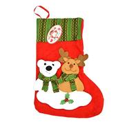 Shatchi Luxurious Hand Crafted 3D Christmas Santa Stocking Sack Gifts Bag Bear and Reindeer