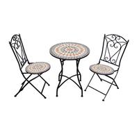 Shatchi Marrakech Mosaic Bistro Set with Folding Chairs & Ceramic Table Shatchi Multicolor