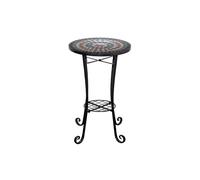 Shatchi Marrakech Mosaic Plant Stand Side Table with Ceramic Tile Top Shatchi Multicolor