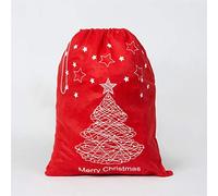 Shatchi Merry Traditional Large Santa Sack Father Christmas Stocking Socks Gifts Bag Felt Xmas Accessories 60 x 45cm Toys Sweets, Red/White, 1Pc