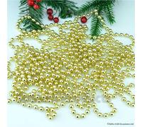 Shatchi Metallic 24ft Hanging Bead Garland Christmas Tree Xmas Home Room Decor Party Tinsel String Chain Gold Shatchi Gold