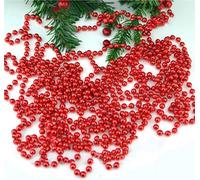 Shatchi Metallic 24Ft Red Hanging Bead Garland Christmas Tree Xmas Home Room Decor Party Tinsel String Chain