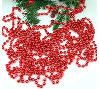 Shatchi Metallic 24ft Red Hanging Bead Garland Christmas Tree Xmas Home Room Decor Party Tinsel String Chain Shatchi Red
