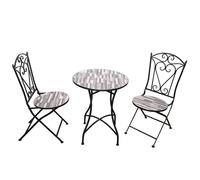 Shatchi Mosaic Bistro Set with Folding Chairs & Ceramic Table for Garden Shatchi Multicolor