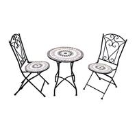 Shatchi Mosaic Bistro Set with Folding Chairs & Ceramic Tile Table Shatchi Multicolor