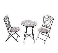 Shatchi Mosaic Bistro Set With Folding Chairs, Outdoor Patio Table And Chairs For Balcony, Garden And Terrace Seating