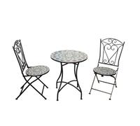 Shatchi Mosaic Bistro Set with Round Ceramic Table & Two Folding Chairs Shatchi Multicolor