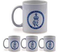 SHATCHI Mug and Coaster Set Memorabilia King's Coronation Coffee Tea Cup Commemorative Souvenirs Gift His Majesty (Pack of 4)