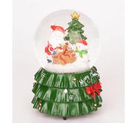 Musical Christmas Snowglobe Large Water Ball Features Christmas Santa Kids Scene Tree Resin Base- 10x15cm - Christmas Table Mantel Decorations