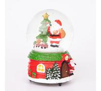 Shatchi Musical Christmas Snowglobe Large Water Ball Features Christmas Santa Snowman Scene House Resin Base- 10X15Cm