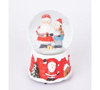 Shatchi Musical Christmas Snowglobe Large Water Ball Features Christmas Santa Tree Scene Cute Resin Base Decorations in Red Shatchi Red