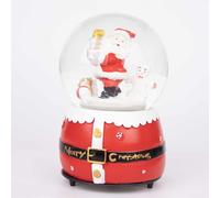 Shatchi Musical Christmas Snowglobe Large Water Ball Features Christmas Santa Tree Scene Cute Resin Base Decorations in Red Shatchi Red