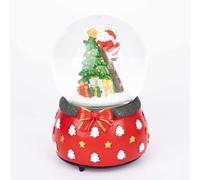 Shatchi Musical Christmas Snowglobe Large Water Ball Features Christmas Santa Tree Scene Cute Resin Base Decorations in Red Shatchi Red