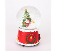 Musical Christmas Snowglobe Large Water Ball Features Christmas Santa Tree Scene Cute Resin Base Decorations Shatchi Red One Size