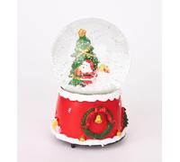 Shatchi Musical Christmas Snowglobe Large Water Ball Features Christmas Santa Tree Scene Cute Resin Base Decorations in Red Shatchi Red