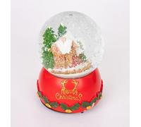 Musical Christmas Snowglobe Large Water Ball Features Christmas Santa Tree Scene Cute Resin Base Decorations Shatchi Red One Size