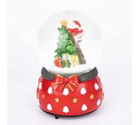 Musical Christmas Snowglobe Large Water Ball Features Christmas Santa On Tree Scene Cute Resin Base- 10x15cm - Christmas Table Mantel Decorations