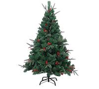 SHATCHI Nordic Fir 5ft Artificial Christmas Tree Naturally Decorated with Pine Cones and Barries with Frozen Tips, Green