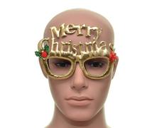 Shatchi Merry Christmas Glasses Fancy Xmas Dress Novelty Party Accessories Supplies Selfie Photo Props Bag Stocking Fillers, Gold