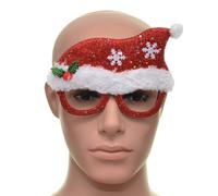 Shatchi Novelty Glitter Red Santa Hat Christmas Glasses Christmas Party Props Photo Booth Accessories Stocking Fillers Shatchi Red