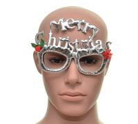 Shatchi Novelty Glitter Silver Merry Christmas Christmas Glasses Christmas Party Props Photo Booth Accessories Stocking Fillers Shatchi Silver