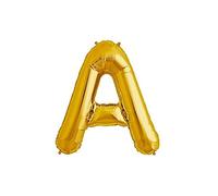 (Gold, Letter A) 16" Letters Numbers Foil Balloons Air Filled Self Inflating Decorations