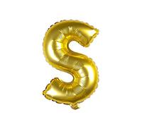 SHATCHI Number 16" Gold Letter S Air Filled Foil Balloons Party Banner Decorations Gifts Self Inflating, Large