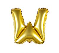 SHATCHI Number 16" Gold Letter W Air Filled Foil Balloons Party Banner Decorations Gifts Self Inflating, Large