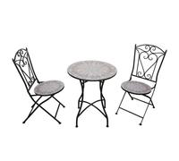 Shatchi Outdoor Mosaic Bistro Set with Ceramic Table & 2 Folding Chairs Shatchi Multicolor