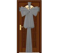 SHATCHI Pack of 2 Christmas Door Bow - Silver 9m Giant Bow Door Cover - Front Door Decorations for Xmas Wedding, Baby Shower Outside Home Decor