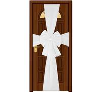 SHATCHI Pack of 2 Christmas White 7.5m Diamante Giant Bow Cover-Front Door Xmas Wedding, Baby Shower Outside Home Decor, Organza