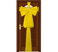 SHATCHI Pack of 3 Christmas Gold 9m Giant Bow Cover-Front Door Xmas Wedding, Baby Shower Outside Home Decor, Organza
