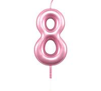 SHATCHI Pink Number 8 Candle Birthday Anniversary Party Cake Decorations Topper