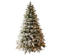 SHATCHI Pre-Lit Artificial Christmas Tree Lapland Fir-LED Lights, Snow Flocked PE/PVC Tips, Snowy Bushy Hinged Branches, Metal Stand for Xmas Home Decorations, Warm White, 150cm