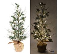 Shatchi Pre-Lit Battery Operated or USB Christmas Tree Indoor Warm White Lights Xmas Decorations Large 48 Inch 121cm with Crystals Décor