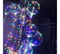 Shatchi Pre-Lit Multi Light Up Decoration Bubble Party Birthday Latex Transparent Balloons with 3m LED Strip for Wedding, Carnival Fun Bar