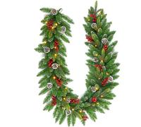 Shatchi Pre-Lit Stockholm 2M Berries And Pine Cones Garland With Warm White Leds Battery Operated