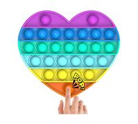 SHATCHI Rainbow Heart Shape Push Pop Pop Bubble Pop up Sensory Silicon Extrusion Fidget Toy, Stress Anxiety Relief Autism Special Needs Squeeze Tools for Kids Adult