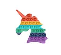 SHATCHI Rainbow Unicorn Shape Push Pop Pop Bubble Pop up Sensory Silicon Extrusion Fidget Toy, Stress Anxiety Relief Autism Special Needs Squeeze Tools for Kids Adult