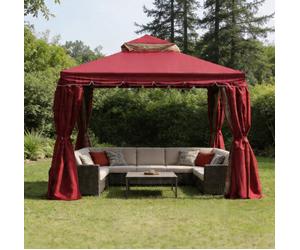 Shatchi Red Gazebo With Nets Aluminium Frame And Powder Coated Steel Roof,3X4X2.75M