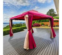 Shatchi Red Gazebo with Nets Aluminium Frame & Powder coated Steel Roof, 3x3x2.75m Shatchi Red