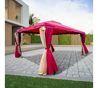 Shatchi Red Gazebo with Nets Aluminium Frame & Powder coated Steel Roof, 3x4x2.75m Shatchi Red