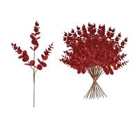 Shatchi Red Glitter Artificial Eucalyptus Christmas Tree Picks 55Cm Pack Of 18